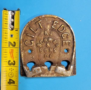 Vintage Gilt Edge Furnace Accessory Plate R J Schwab & Sond Milwaukee - Picture 1 of 2
