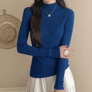 Women's High Collar Wool Sweater Winter Pullover Long Sleeved Knitted Sweaters - Picture 1 of 47