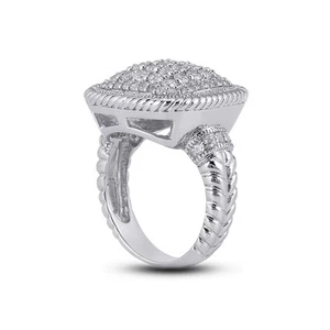 1 1/2 CT F VS1 Round Cut Natural Certified Diamonds 14k Gold Cocktail Ring - Picture 1 of 3