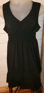 Adrienne Vittadini Black Fit Flare Dress Women's Size XL Sleeveless V Neck NWT - Picture 1 of 4