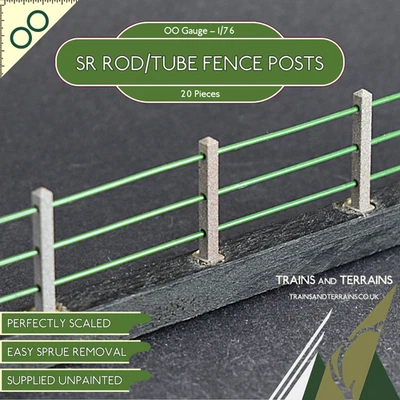 SR Concrete Rod/Tube Fence Posts (x20) - OO Gauge 1/76 SR LSWR SECR LBSC BR(S)