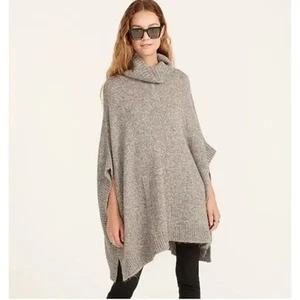 J. Crew Gray Relaxed Turtleneck Poncho Sweater Wool Mohair NWT Women's M/L - Picture 1 of 8