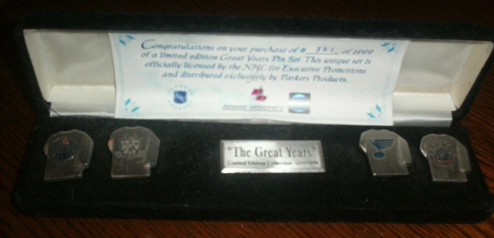 Juego de prendedores The Great Years edición limitada con licencia NHL Oilers NY Rangers Kings 3 Foto 1 de 2