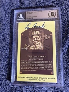 Lou Brock Signed HOF Plaque Postcard Beckett BAS St Louis Cardinals - Picture 1 of 1