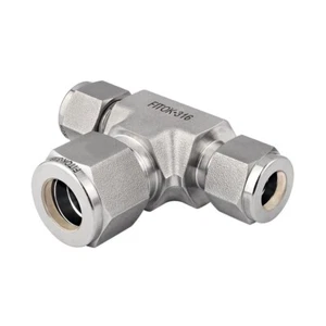 FITOK 316 SS 3/8 in x 3/8 in x 1/2 in Tube OD Compression Reducing Union Tee - Picture 1 of 1
