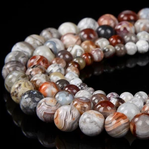 Natural Rare Laguna Lace Agate Gemstone AAA Round 4MM 5MM 6MM 7MM Beads (P81) - Picture 1 of 3