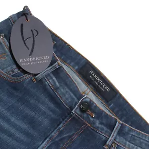 Handverlesene Jeans Größe 32 US einfarbig blau Baumwollmischung Denim neu mit Etikett - Bild 1 von 19