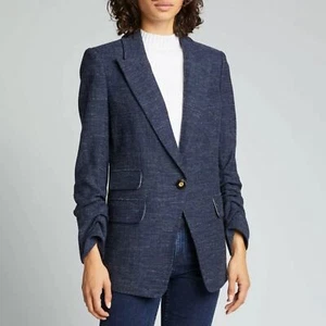 NWT Veronica Beard Martel Dickey Jacket Herringbone Wool Blazer Navy Size 6 - Picture 1 of 11