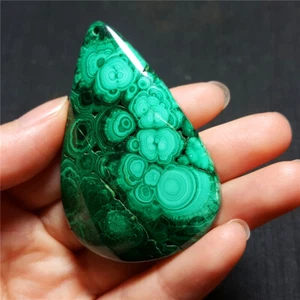 AAA 34.6G Natural Polished Malachite Pear Cabochon Gemstone Congo Africa  K63 - Picture 1 of 12