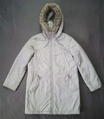 Chaqueta Parka Gap Para Mujer Pequeña Gris Imitación Piel Capucha Cremallera Completa Foto 1 de 4