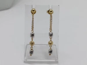 ORECCHINI A PENDOLO -PENDENTI IN ORO GIALLO E BIANCO 18KT 2,3 GRAMMI (7021) - Foto 1 di 8