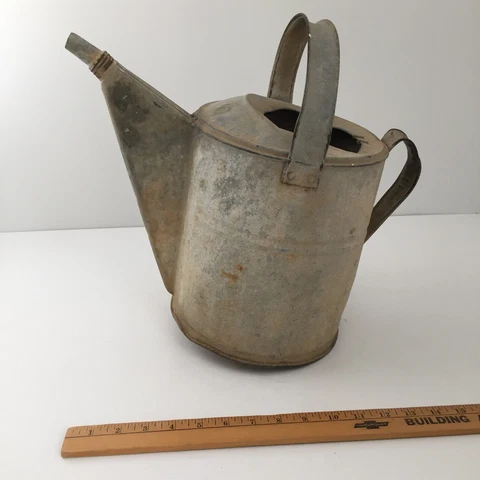 Antique Galvanized Tin Watering Can - primitive garden decor with nice patina Cover