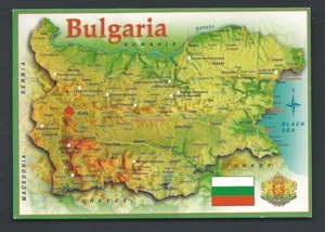Map postcard Bulgaria Flag 2 stamps - Picture 1 of 1