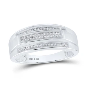 Sterling Silver Mens Round Pave-set Diamond Elevated Band Ring 1/5 Cttw - Picture 1 of 1