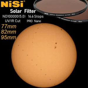 NiSi ND100000(5.0) Solar Filter Pro Nano UV IR Cut 16.6 Stops 77mm 82mm 95mm NEW - Picture 1 of 6