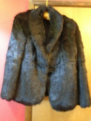 RABBIT FUR BLACK JACKET FROM I. MAGNIN, LOS ANGELES - Image 1 of 4