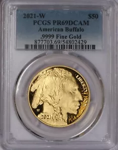 2021 - W Gold Büffel 1 oz. 50 $ PCGS PR69 Deep Cameo. Geringe Auflage! - Bild 1 von 2