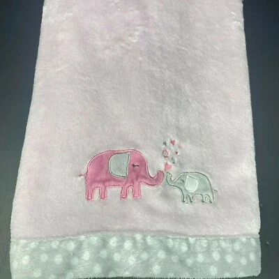 Manta Carters Rosa Mamá y Bebé Elefantes Corazones Gris Lunares Borde Seguridad Foto 1 de 4