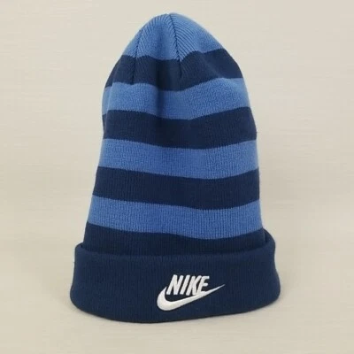 Nike Peak Tall Cuff Futura Beanie Blue Striped Skiing Snowboarding Embroidered  - Image 1 of 4