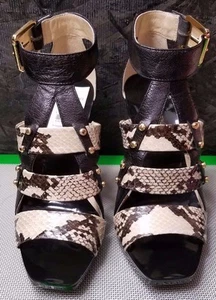 Black & Snake Open Toe Strap Heels von Michael Kors, Größe 8M, Neu mit Karton - Bild 1 von 7