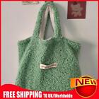 Lamb Wool Tote Bags Double Sided Women Handbag Plush Fashion for Work (Green)
