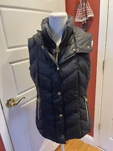 Michael Kors Women's Black Hooded Down Puffer Vest Snap & Zip Medium - Picture 1 of 7