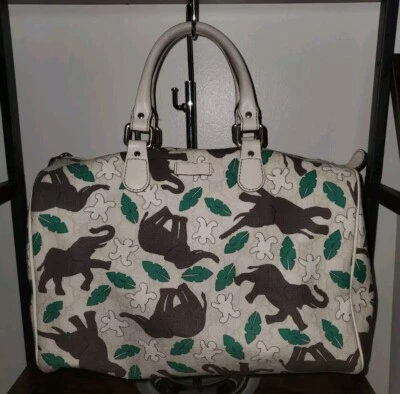 Gucci Boston Bag Elephant Print Satchel Top Handle Designer Handbag - Image 1 of 4