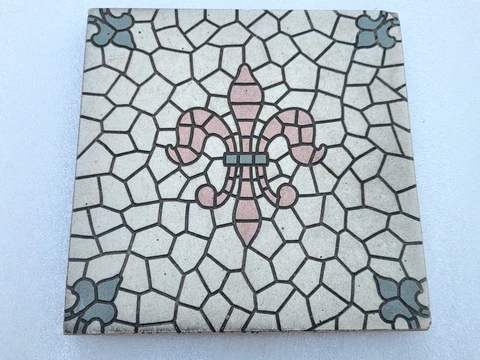 American Encaustic Tiling Co AETCO Fleur De Lis Tile Alhambra 6"x6" Cover
