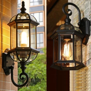 Garden Wall Lamp Yard Wall Light Outdoor Home Wall Sconce Black Shop Wall Lights - Picture 1 of 20