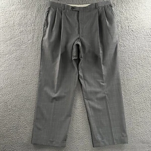 Hart Schaffner Marx Mens Pants Gray Size 42x29 Dress Pant Plaid Pleated Wool - Picture 1 of 17