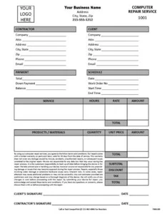 Custom Computer Repair Service Form / 8.5 x 11 / 2 or 3 Part / TMG189 - Picture 1 of 1