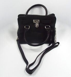 Michael Kors Hamilton Black Leather Small Messenger Handbag Purse, w/ Dust Bag