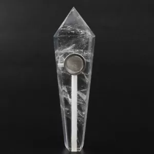 Varita de punto de curación de cristal de cuarzo blanco transparente natural con orificio de carbohidratos - Imagen 1 de 18