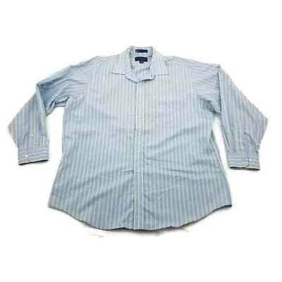 Camisa de vestir Alan River para hombre azul/lima a rayas L/S yugo dividido abotonada talla XL Foto 1 de 4