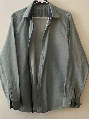 Рубашка на пуговицах мужская Ted Baker размер 4 четыре светло-голубая белая клетчатая с длинным рукавом - Изображение 1 из 4