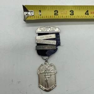 1946 State Of Illinois Rifle Association Marksman Medal Badge 2nd 200 Yds Champ - Picture 1 of 8