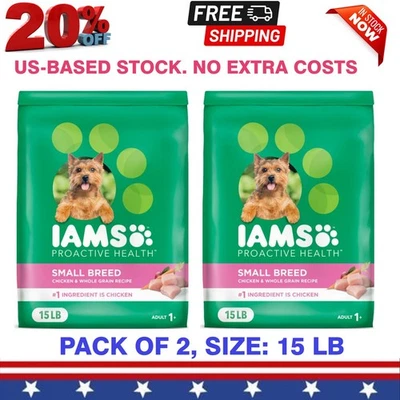 Alimento seco para perros adultos de raza pequeña IAMS Health - pollo y granos enteros (paquete de 2) Foto 1 de 4