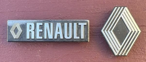 2 Vintage OEM Renault Metal Emblems Badges Intact Mounting Pins Car Truck Garage - Picture 1 of 7