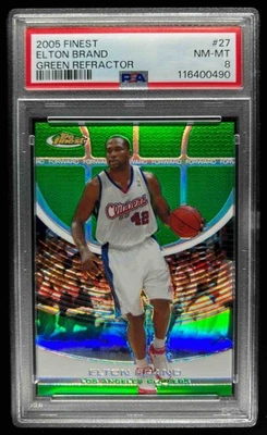 Cortapelos Finest Elton Brand Refractor Green #/89 2005-06 PSA 8 Foto 1 de 2