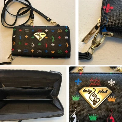 BABY PHAT Negro Bandolera Muñequera Bolso sin asas Bolso de mano Corona de gato LOGO Foto 1 de 4