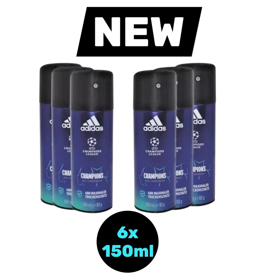 Adidas Deo Herren Spray UEFA Champions League 48h 6x 150ml (€ 29,881 / L) SALE