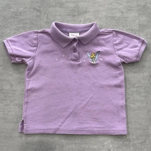 Vintage Disney Shirt Girl XS Tinker Bell Y2K Top Polo Sleeve Boxy Youth Collared - Picture 1 of 13