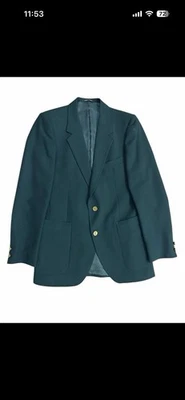Vintage Men’s Yves Saint Laurent Green Blazer Jacket w/ YSL Logo Buttons Size 38 - Image 1 of 4