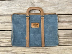 1960s Vintage Levi’s Denim Flat Tote Bag Purse Leather Label Orange Tag Laptop - Picture 1 of 8