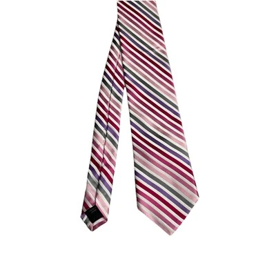 Corbata Nicole Miller Para Hombre Rosa Rayas Seda Clásica Diseñador Talla Única Foto 1 de 4