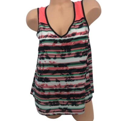 Blusa sin mangas My Michelle multicolor estampada a rayas cuello en V M Foto 1 de 4