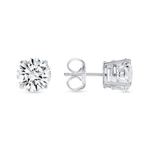 2 Ct Round Earrings Stud Lab-made Diamond White Gold Plated 925 Sterling Silver - Picture 1 of 4