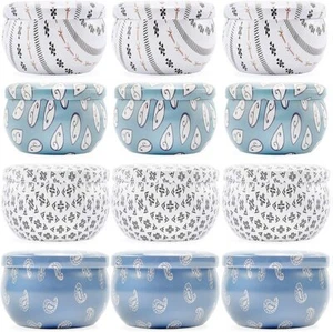 2oz Boho Metal Candle Tins 12pk, European Style Containers- Darware - Picture 1 of 7