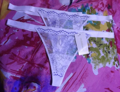 2 NUEVAS EN GOSSAMER G2050 100 BELLAMENTE BÁSICAS ENCAJE TANGA BRAGAS L Foto 1 de 2