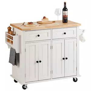 VEVOR 35.4" Kitchen Island Cart Rolling Storage Cabinet Cart with Drawer & Rack - Picture 1 of 12